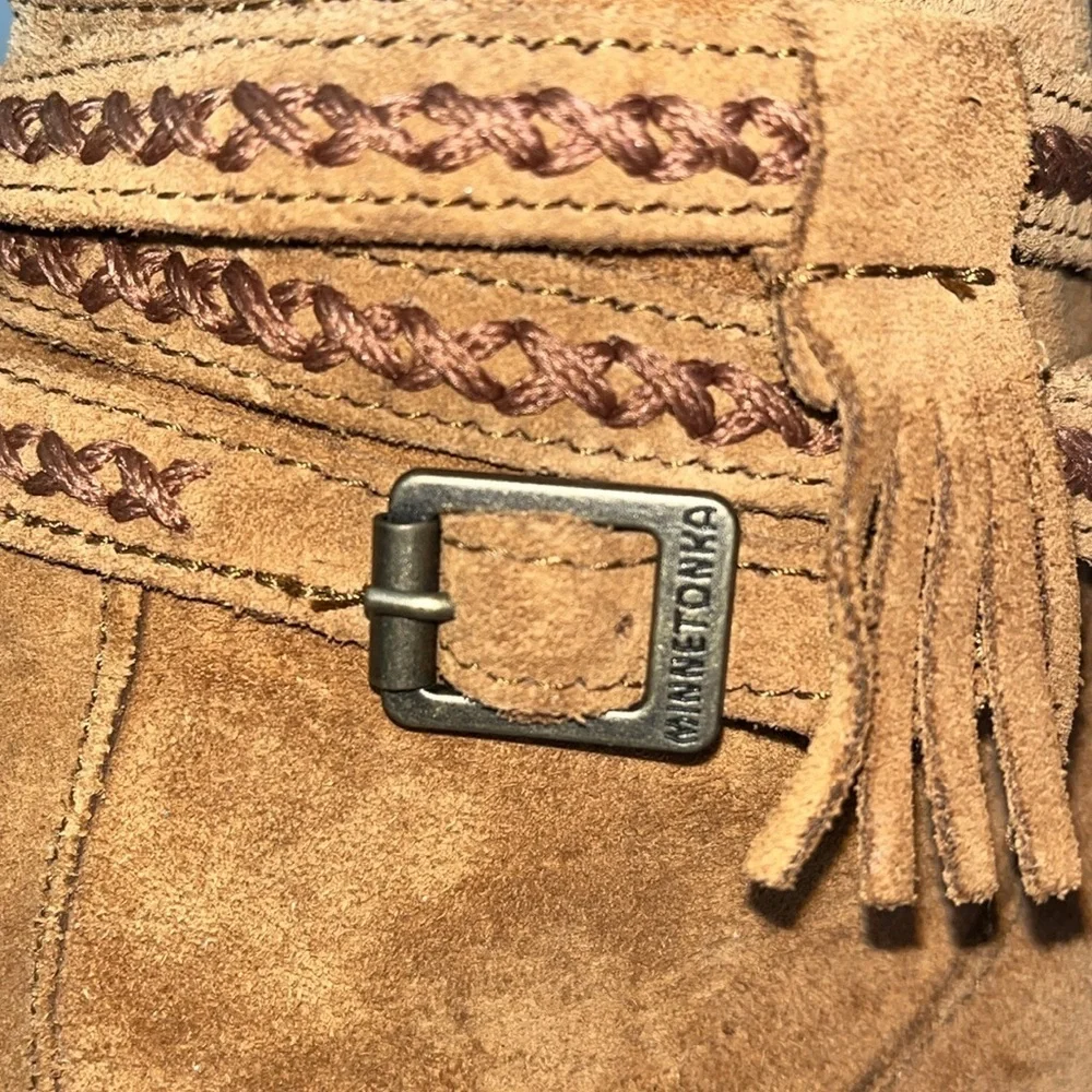 Minnetonka Women's 563 Dixon boot suede leather Arizona pattern trim Sz 7.5 Brwn - Picture 5 of 11